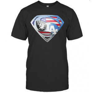Superman Los Angeles Raiders And Los Angeles Dodgers American Flag T-Shirt